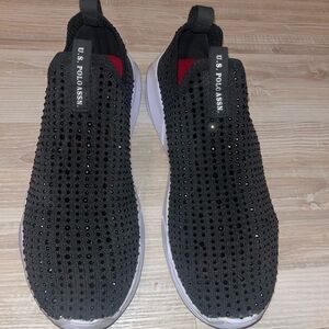 U.S. Polo Assn. Women’s Black Rhinestone Embellished Slip-On Sneakers